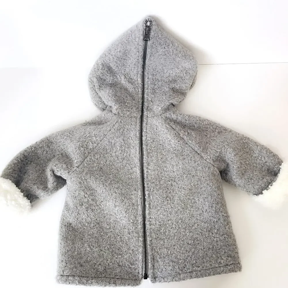 FINA EJERIQUE NWT Baby Faux Sheepskin Hooded Coat in Gray Size 12M